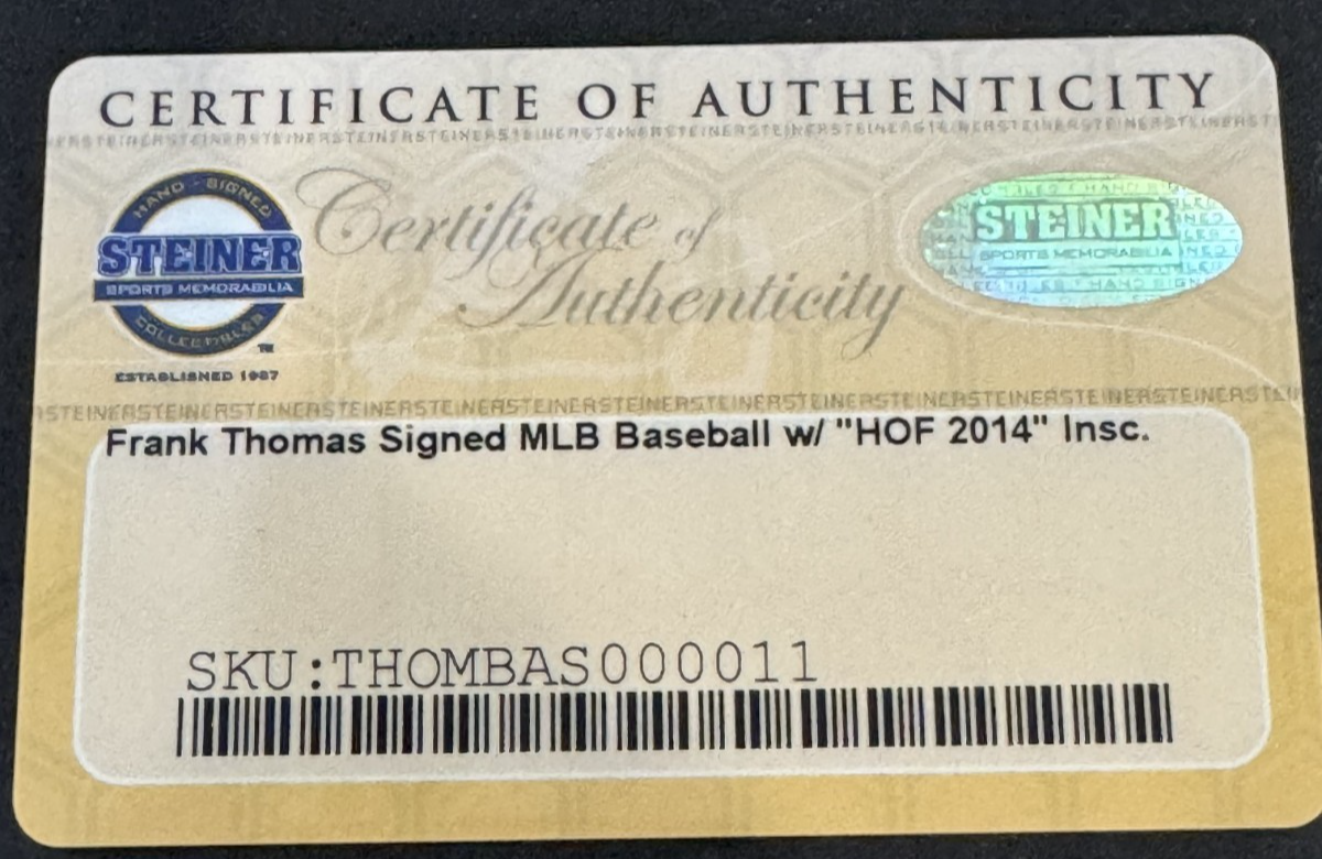 Frank Thomas Signed Official Mlb Baseball HOF 2014 Auto Steiner COA White Sox
