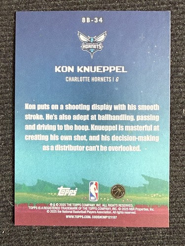 2025-26 Topps 8 Bit Ballers Kon Knueppel Rc #8B-34 Holo /150 Mint Rookie