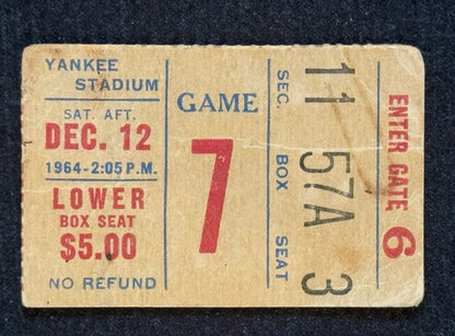Giants Vs Cleveland Browns Ticket Stub Yankee Stadium 12/12 1964 Jim Brown Td