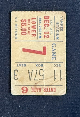 Giants Vs Cleveland Browns Ticket Stub Yankee Stadium 12/12 1964 Jim Brown Td