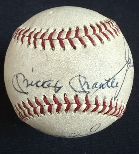 Jesse Owens & Mickey Mantle Signed A.L Joe Cronin Baseball Hof 1960’s Auto Jsa