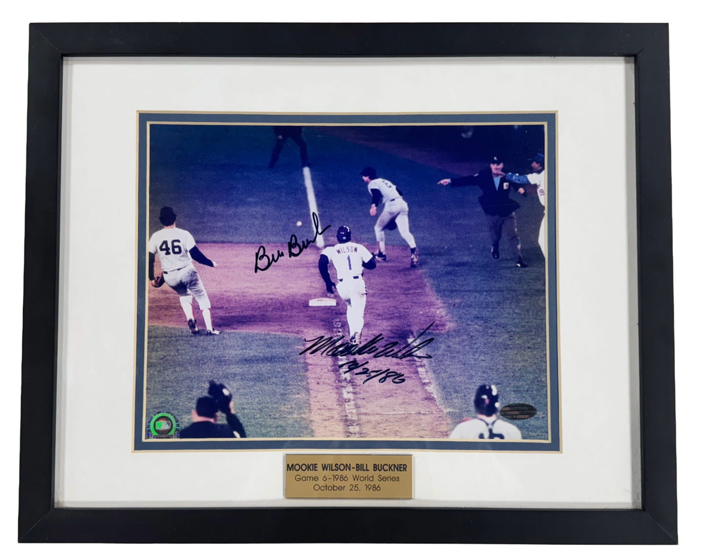 Mookie Wilson Bill Buckner 1986 WS METS Signed 8x10 Framed Photo Steiner & MLB