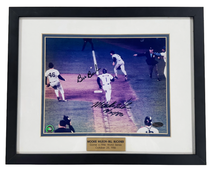 Mookie Wilson Bill Buckner 1986 WS METS Signed 8x10 Framed Photo Steiner & MLB