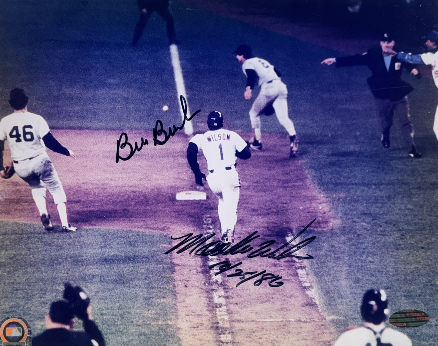 Mookie Wilson Bill Buckner 1986 WS METS Signed 8x10 Framed Photo Steiner & MLB