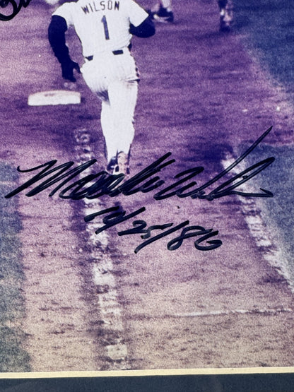 Mookie Wilson Bill Buckner 1986 WS METS Signed 8x10 Framed Photo Steiner & MLB