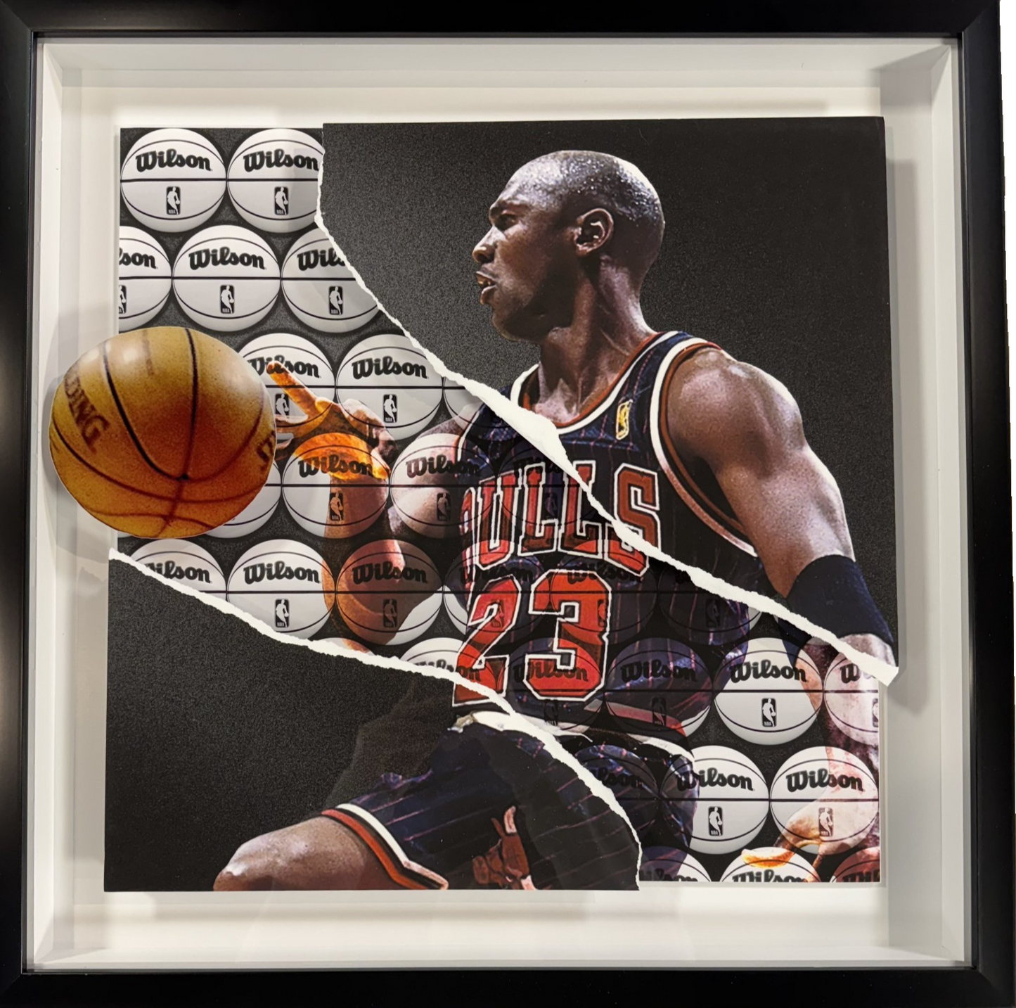 Michael Jordan 26x26 Framed 3D Ripping Through Photo Bulls Basketball Collage