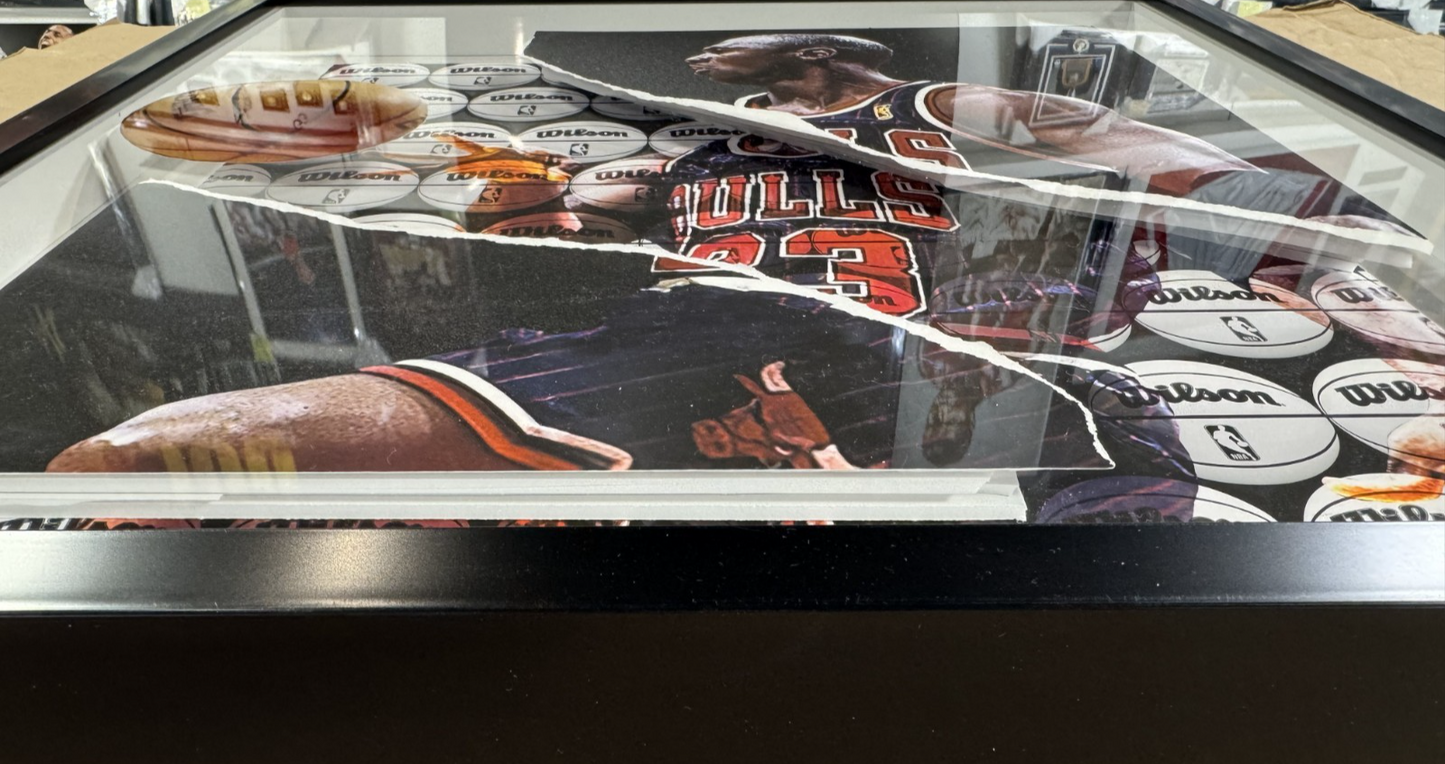 Michael Jordan 26x26 Framed 3D Ripping Through Photo Bulls Basketball Collage
