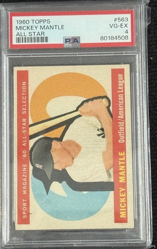 Mickey Mantle 1960 Topps All-Star #563 Yankees PSA 4 Razor Sharp Clean Nicer