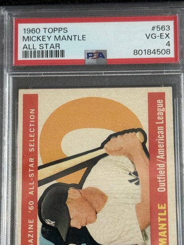 Mickey Mantle 1960 Topps All-Star #563 Yankees PSA 4 Razor Sharp Clean Nicer