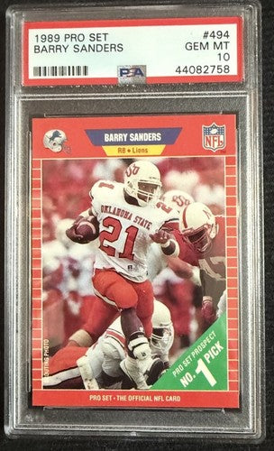 1989 Pro Set #494 Barry Sanders ROOKIE RC PSA 10 Gem Mint Graded HOF Football