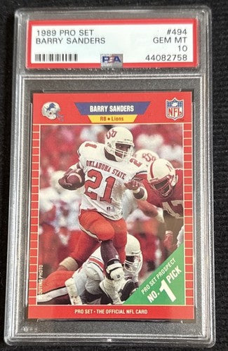 1989 Pro Set #494 Barry Sanders ROOKIE RC PSA 10 Gem Mint Graded HOF Football