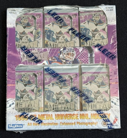 1996-97 Fleer Metal Universe Hockey Factory Sealed Retail Box 18 Packs Inserts