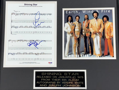 Earth Wind & Fire Shining Star Signed Framed Sheet Music White Johnson Auto PSA