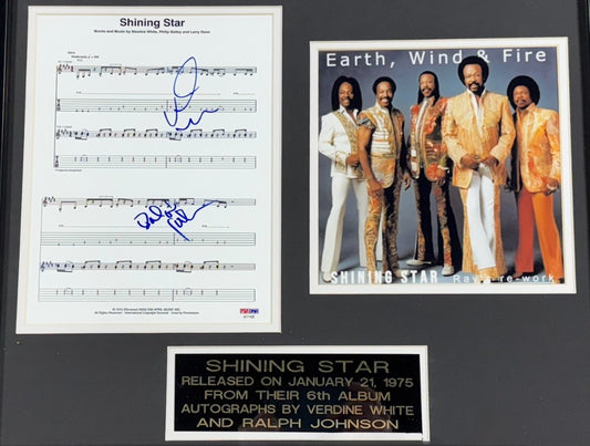 Earth Wind & Fire Shining Star Signed Framed Sheet Music White Johnson Auto PSA