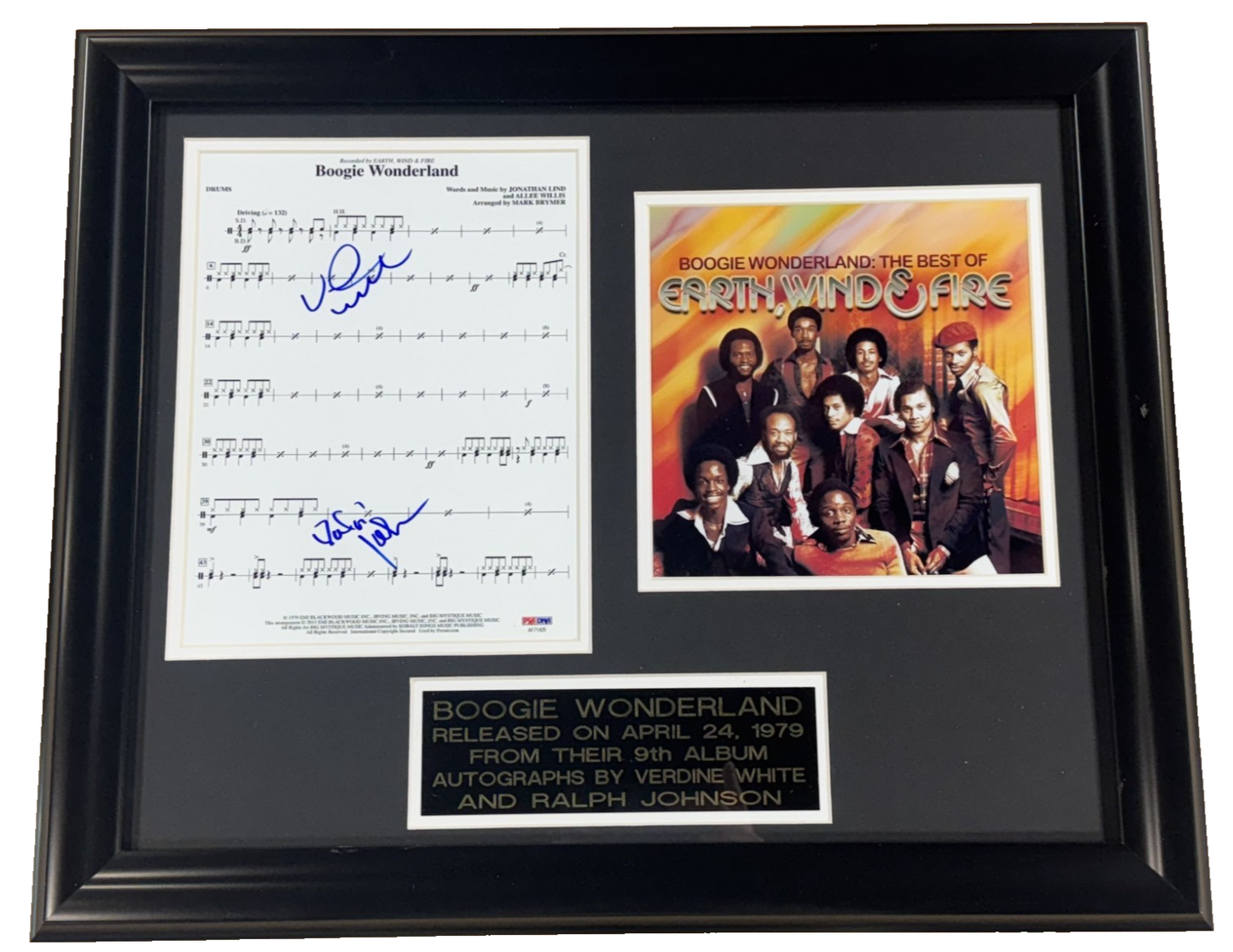 Earth Wind & Fire Boogie Wonderland Signed Sheet Music White Johnson Auto PSA