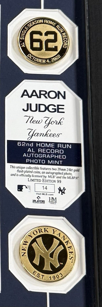 Aaron Judge Signed 8x10 Framed Photo Highland Mint Coin /99 Auto Mlb Fanatics