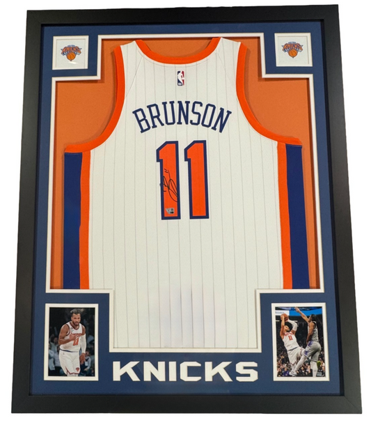 Jalen Brunson Signed Framed City Edition Nike Jersey NY Knicks Auto Fanatics COA