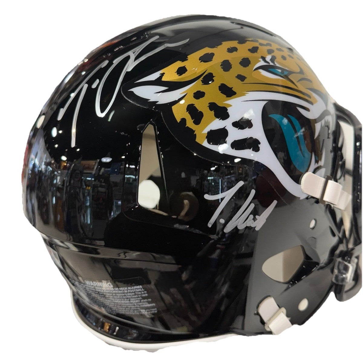 Trevor Lawrence Travis Hunter Jaguars FS Signed Speed Authentic Helmet Fanatics