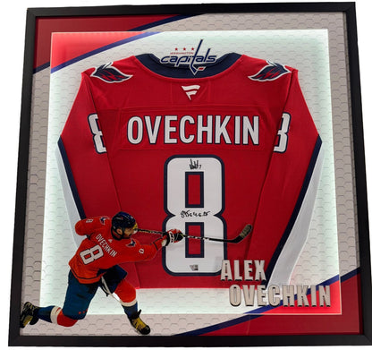 Alex Ovechkin Signed Capitals Jersey 895G ins Framed LED Shadowbox Auto Fanatics