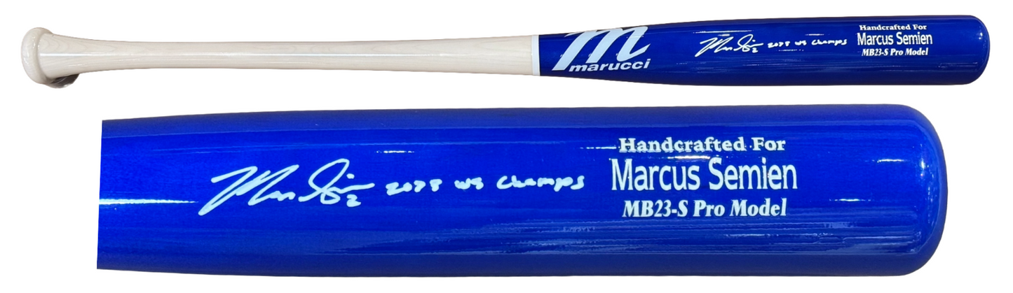 Marcus Semien Signed Marucci Game Model Bat 2023 WS Champs Auto Rangers BAS Mets