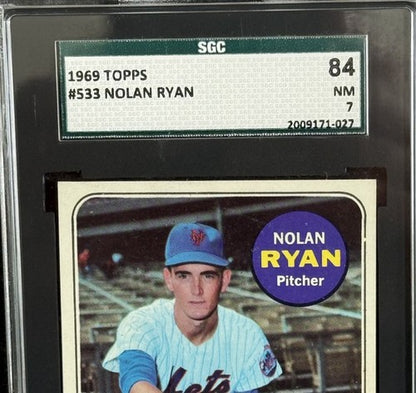 1969 Topps Nolan Ryan #533 Graded SGC 7 Near Mint - Centered High End Mets