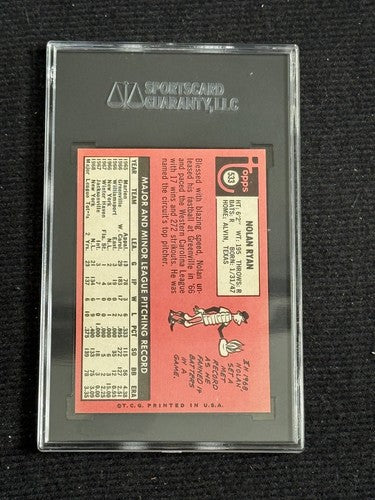 1969 Topps Nolan Ryan #533 Graded SGC 7 Near Mint - Centered High End Mets