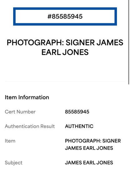 James Earl Jones Signed 8x10 Photo Auto PSA DNA Slab Darth Vader Star Wars