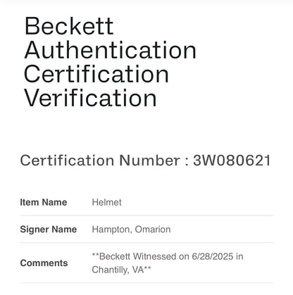 Omarion Hampton Chargers Signed Authentic Lunar Eclipse Speed Helmet Auto BAS