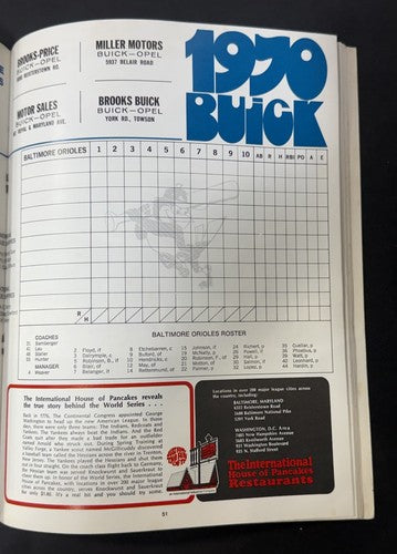 1969 World Series Baseball Program New York Mets @ Baltimore Orioles Unscored