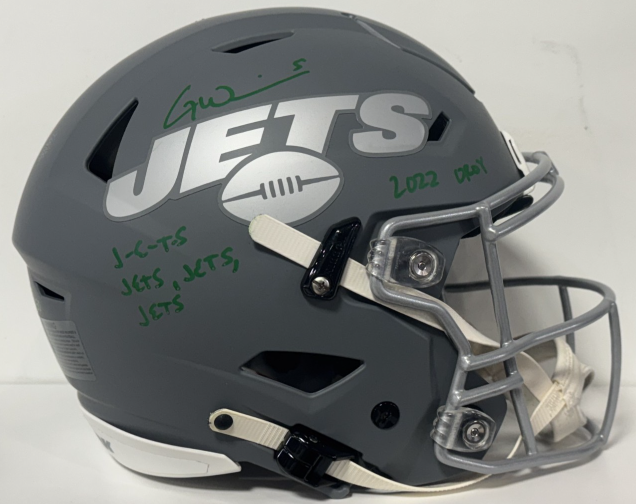 Garrett Wilson Signed Slate Speed Flex Helmet Jets Jets Roy Auto Fanatics /50