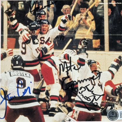 1980 Usa Miracle Ice Signed Photo Framed Herb Brooks Jim Craig Eruzione Auto BAS