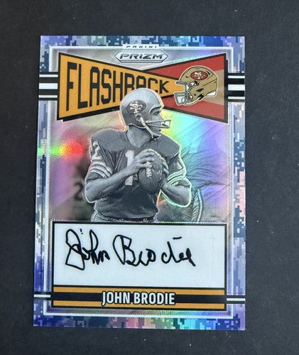 John Brodie 2025 Prizm Flashback Blue Camo Mint Auto /25 San Francisco 49Ers
