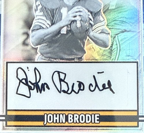 John Brodie 2025 Prizm Flashback Blue Camo Mint Auto /25 San Francisco 49Ers