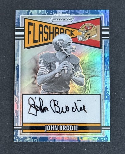 John Brodie 2025 Prizm Flashback Blue Camo Mint Auto /25 San Francisco 49Ers