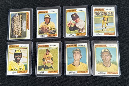 1974 Topps Washington Nat'l Lea Team Colbert Greif Baseball Lot 8 Nice Ex - Nm
