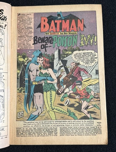 Batman #181 1966 1st App. Poison Ivy No Pinup Nice Original Comic