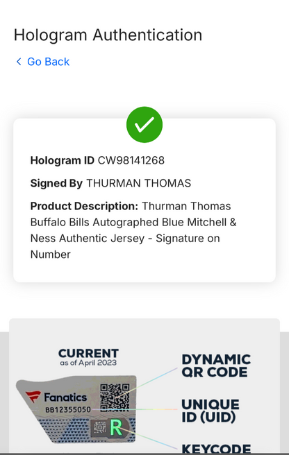 Thurman Thomas Signed Mitchell & Ness Authentic Jersey Bills 35th Auto Fanatics