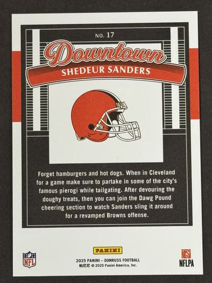 2025 Panini Donruss Shedeur Sanders Downtown RC #17 Cleveland Browns Rookie