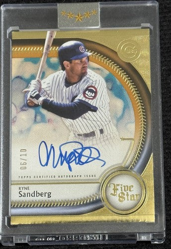 2025 Topps Five Star Gold Ryne Sandberg  Auto /10 Encased Chicago Cubs Mint HOF