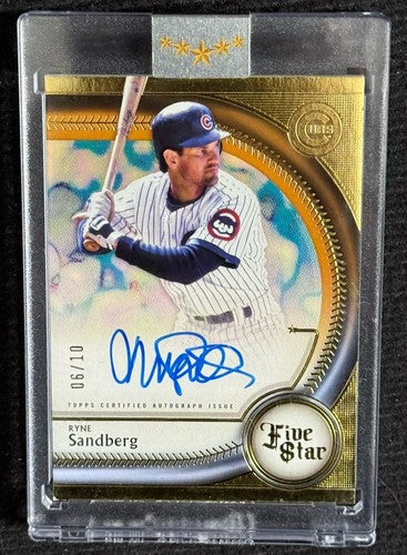2025 Topps Five Star Gold Ryne Sandberg  Auto /10 Encased Chicago Cubs Mint HOF