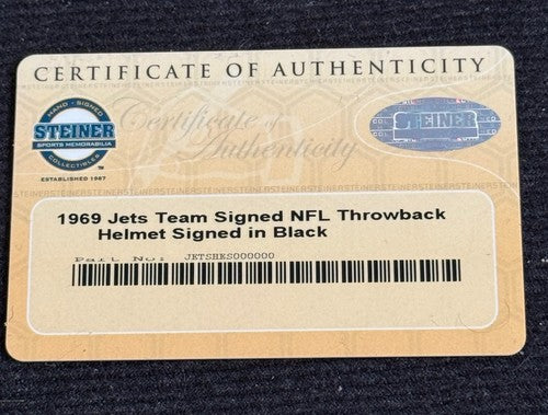 1969 Jets SB Team Signed Pro Line Authentic FS Helmet Auto Joe Namath Steiner