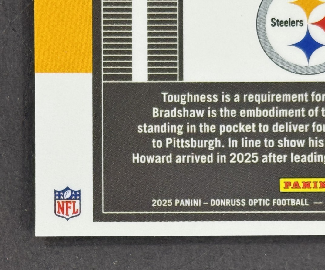 2025 Panini Optic Terry Bradshaw Will Howard Downtown #11 Pittsburgh Steelers QB