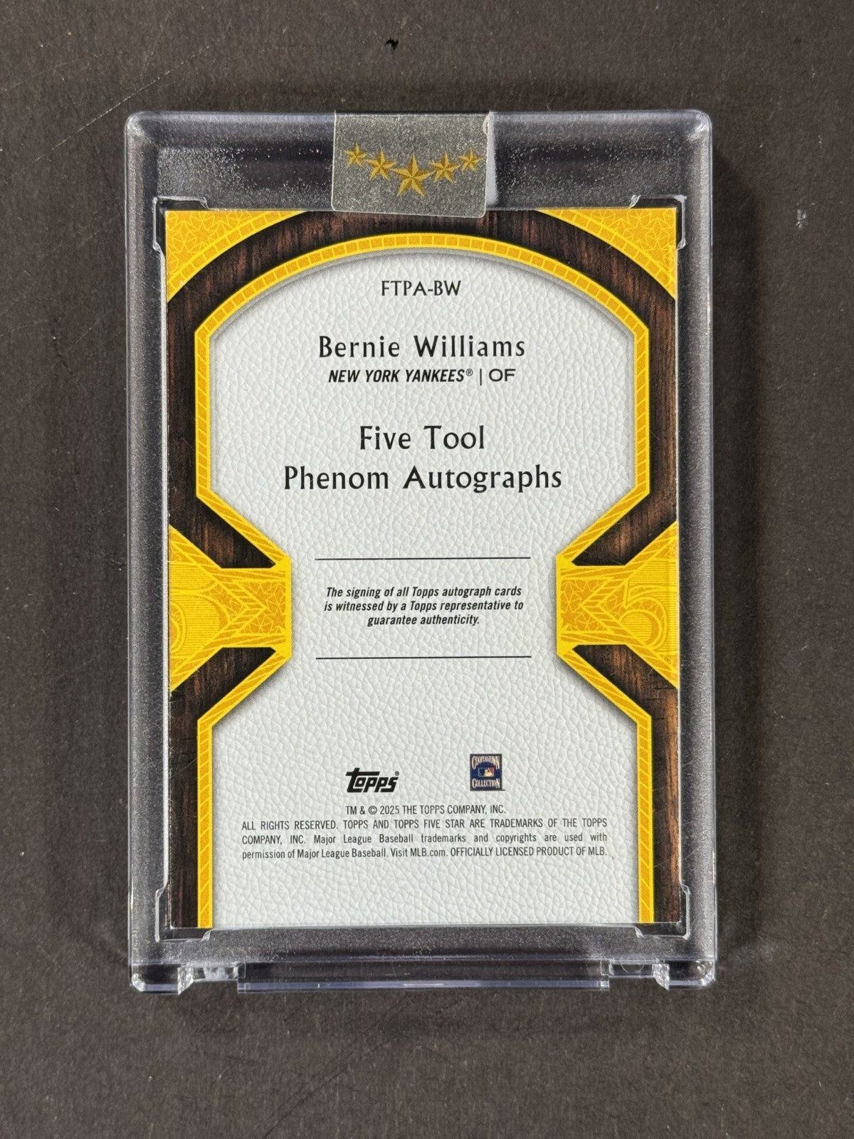 2025 Topps Five Star 5 Tool Phenom Auto Bernie Williams /50 Encased Yankees Mint