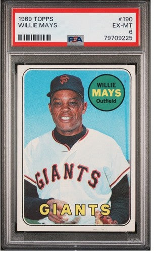 1969 Topps Baseball #190 Willie Mays HOF Giants PSA 6 EX - Mint Centered Sharp