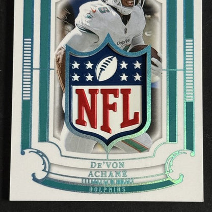 2025 National Treasures Platinum NFL SHIELD Patch 1/1 De’von Achane Dolphins MT