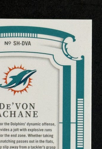 2025 National Treasures Platinum NFL SHIELD Patch 1/1 De’von Achane Dolphins MT