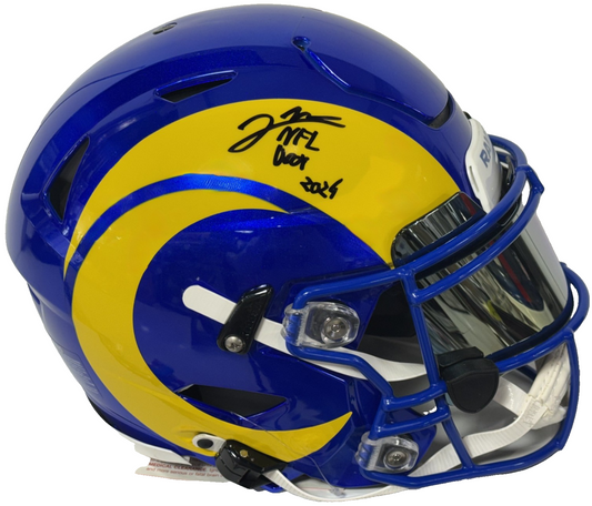Jared Verse Signed SpeedFlex Authentic Helmet DROY 24 insc Auto BAS COA LA Rams