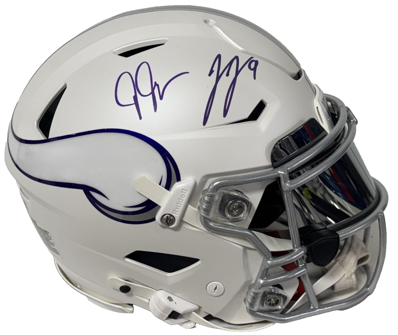 JJ Mccarthy Justin Jefferson Signed SpeedFlex Alt Helmet Vikings Auto BAS COA