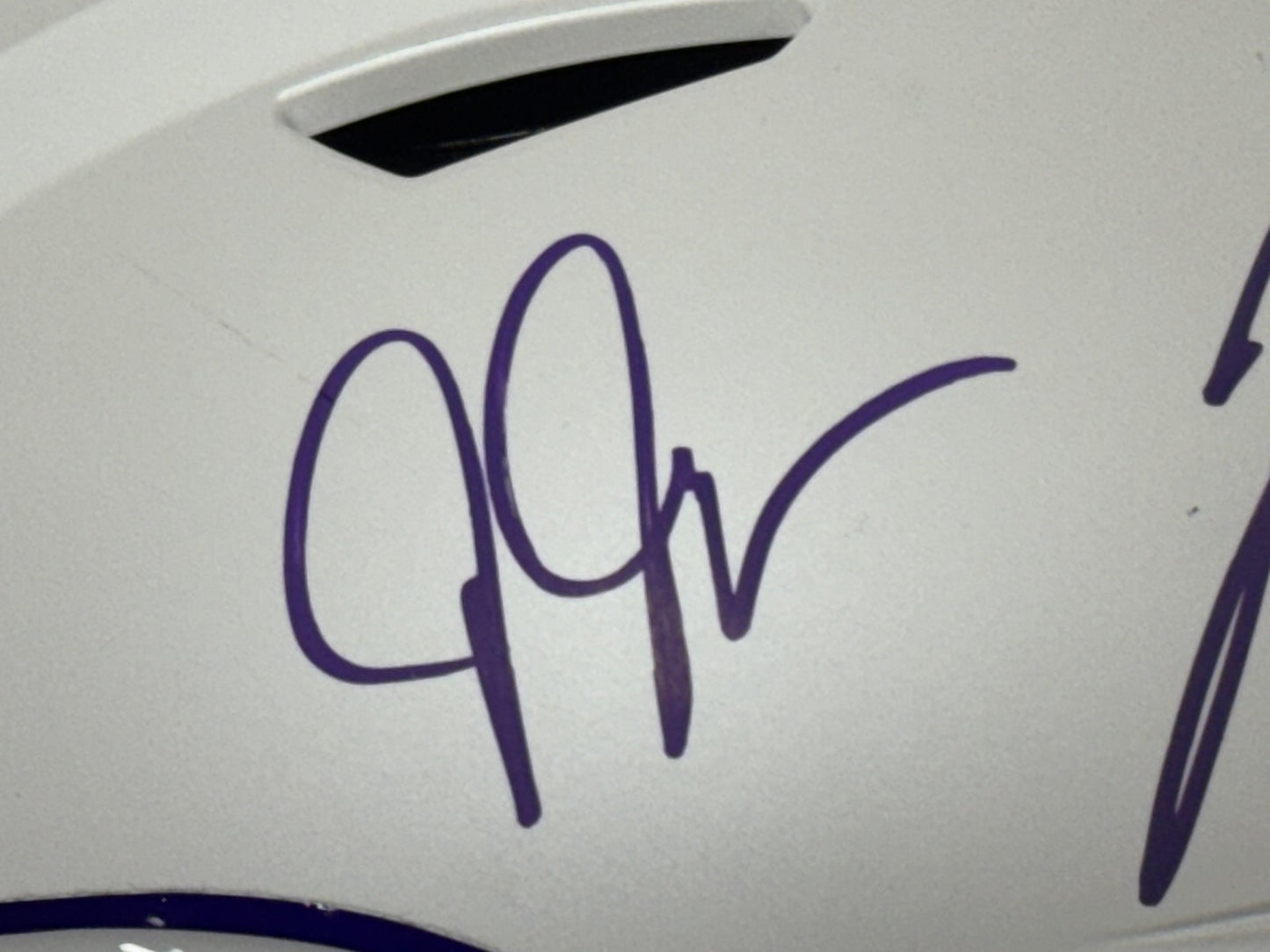 JJ Mccarthy Justin Jefferson Signed SpeedFlex Alt Helmet Vikings Auto BAS COA