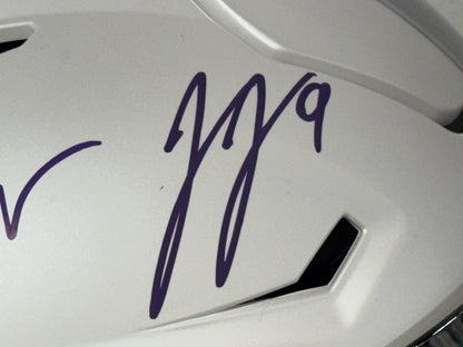 JJ Mccarthy Justin Jefferson Signed SpeedFlex Alt Helmet Vikings Auto BAS COA